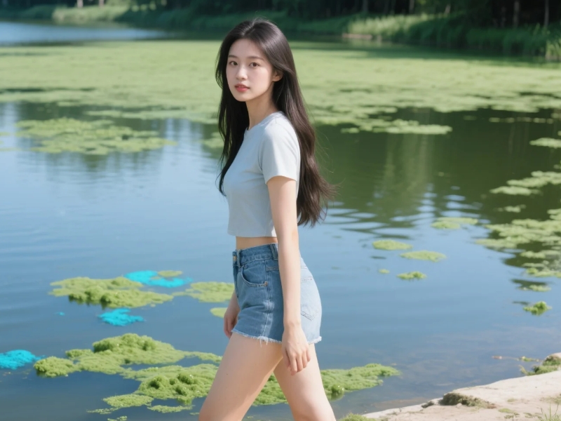 蓝绿藻超标导致水华现象现场图